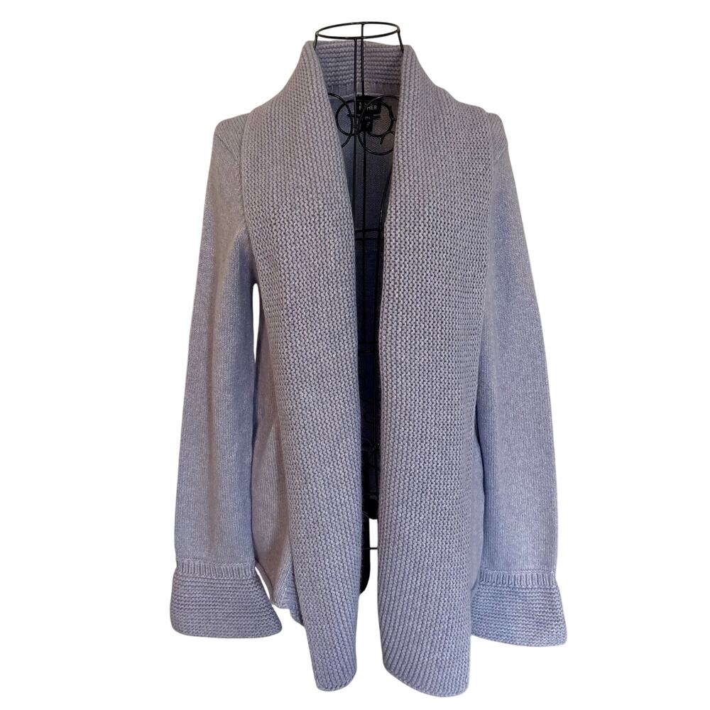 Eileen Fisher Lilac Purple Angora Blend Cardigan Sweater Lagenlook Open Front